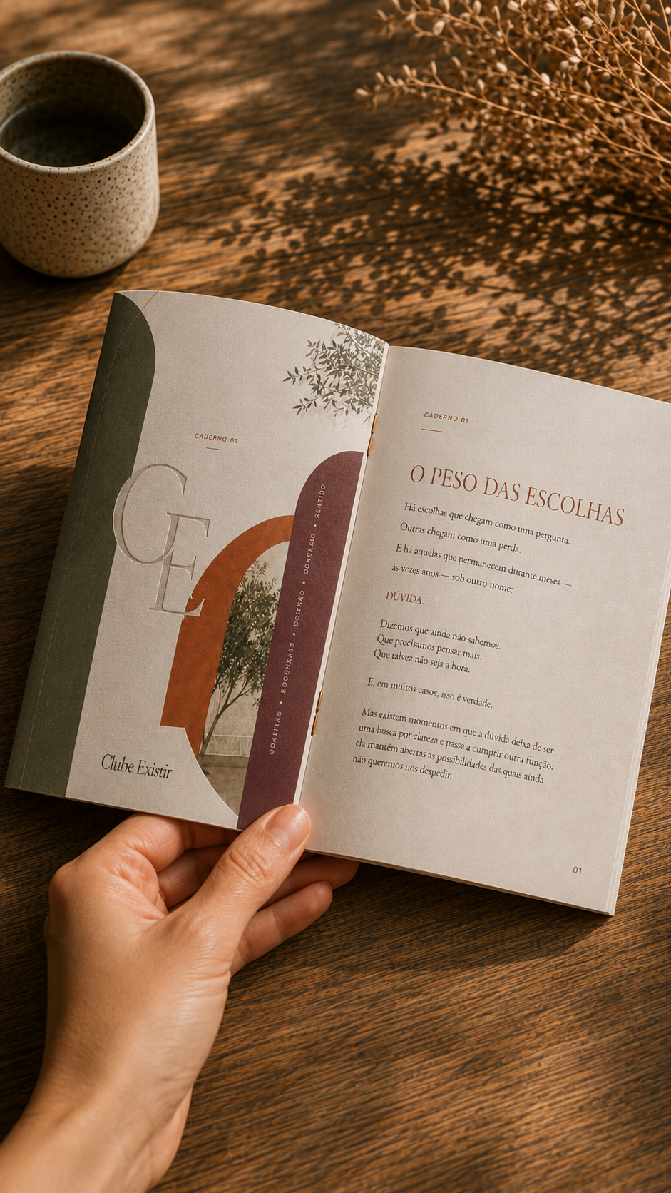 Página interna do Caderno Existir em uso.